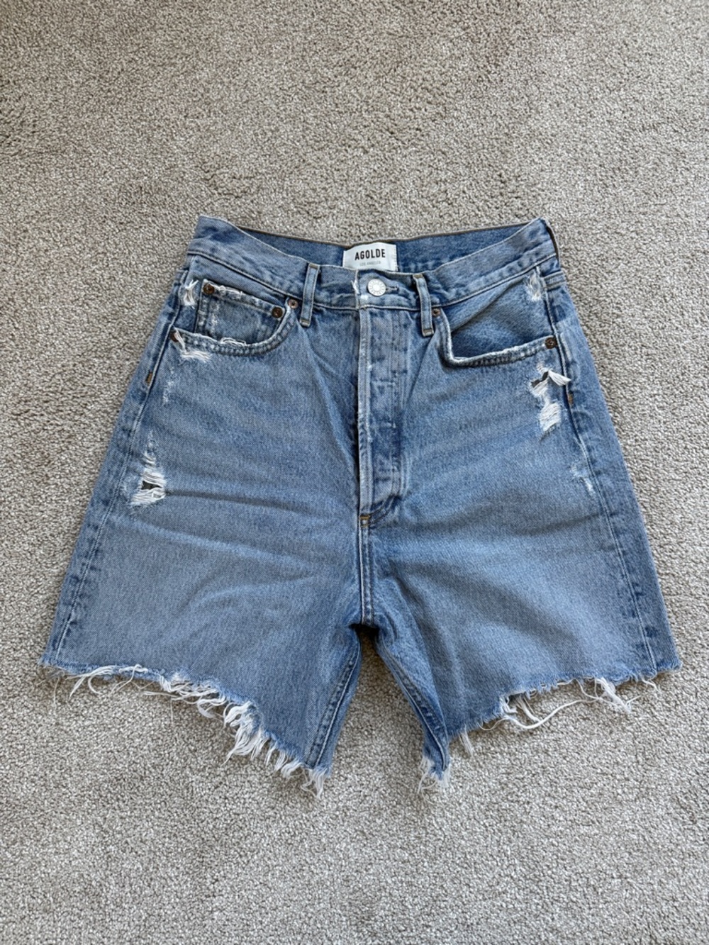 Agolde Stella Distressed Denim Shorts